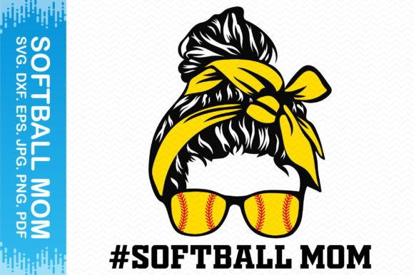 Messy Bun Softball Mom Graphics for Crafts