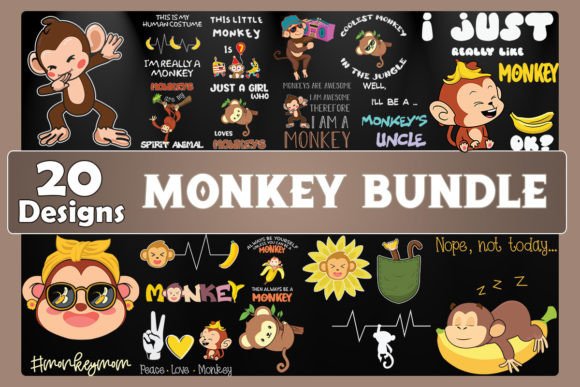 Monkey Bundle SVG 20 Designs: Graphics for Crafts
