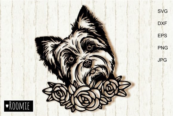 Yorkshire Terrier with Flowers: Crafts Graphics